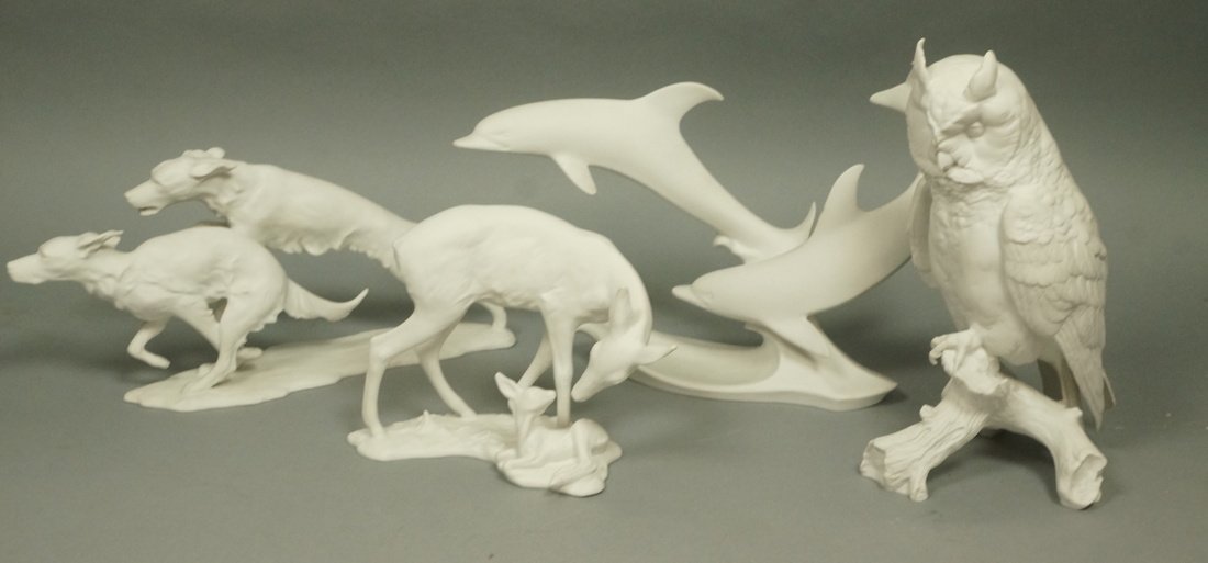 4pc KAISER Bisque Figural Sculptures. Dolphin. Ow (1 of 8)