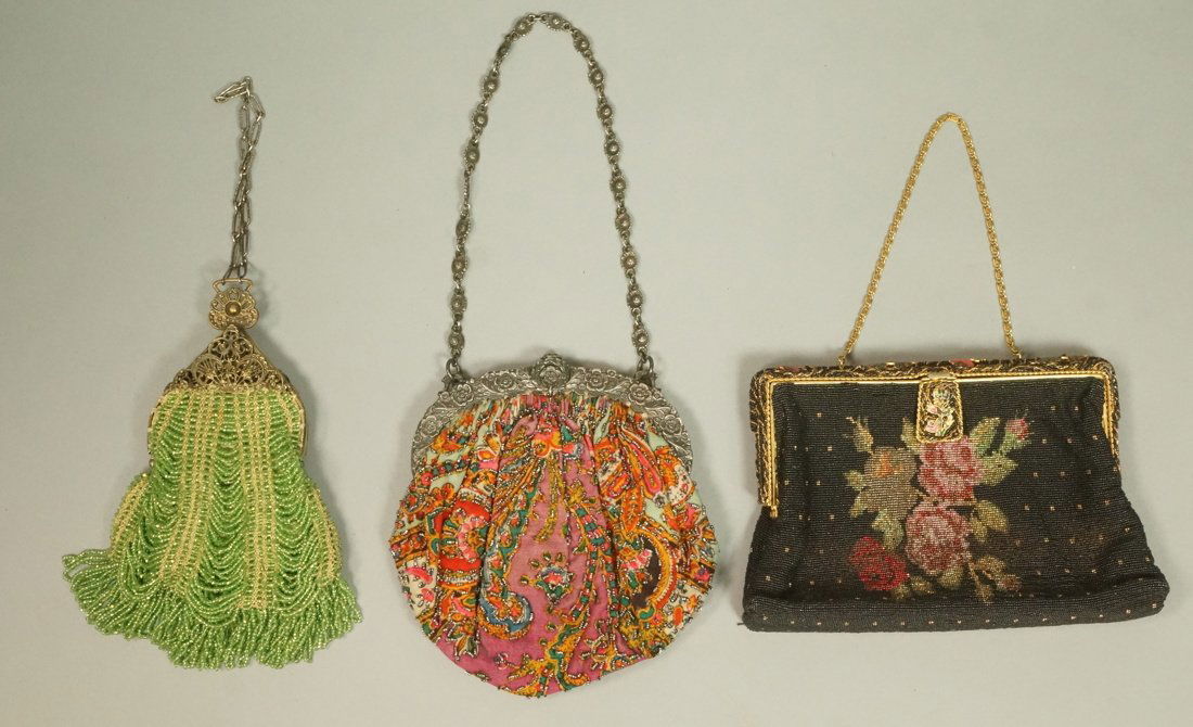 Lot 3 Vintage Beaded Purses. Black seed beads wit (1 of 7)