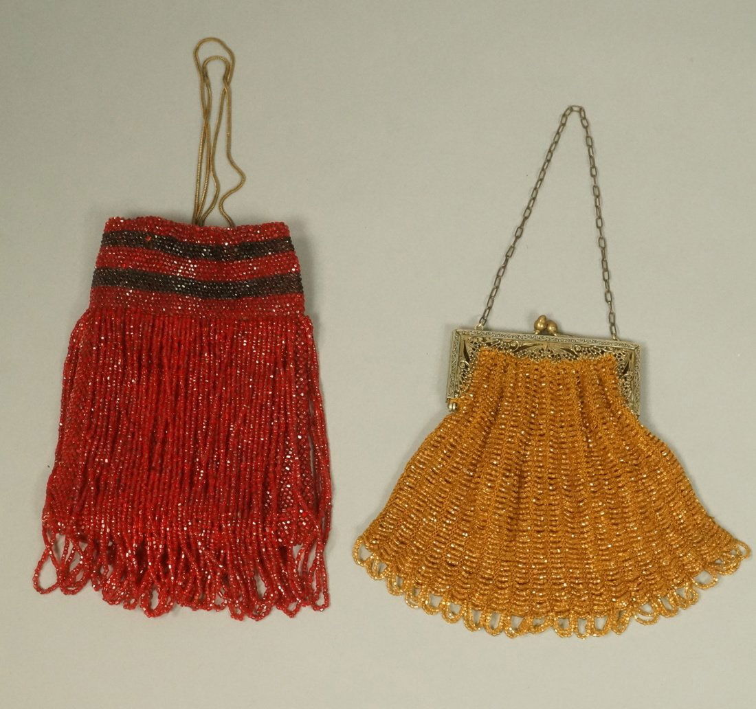 Lot 2 Vintage Beaded Purses. Gold amber colored b (1 of 7)