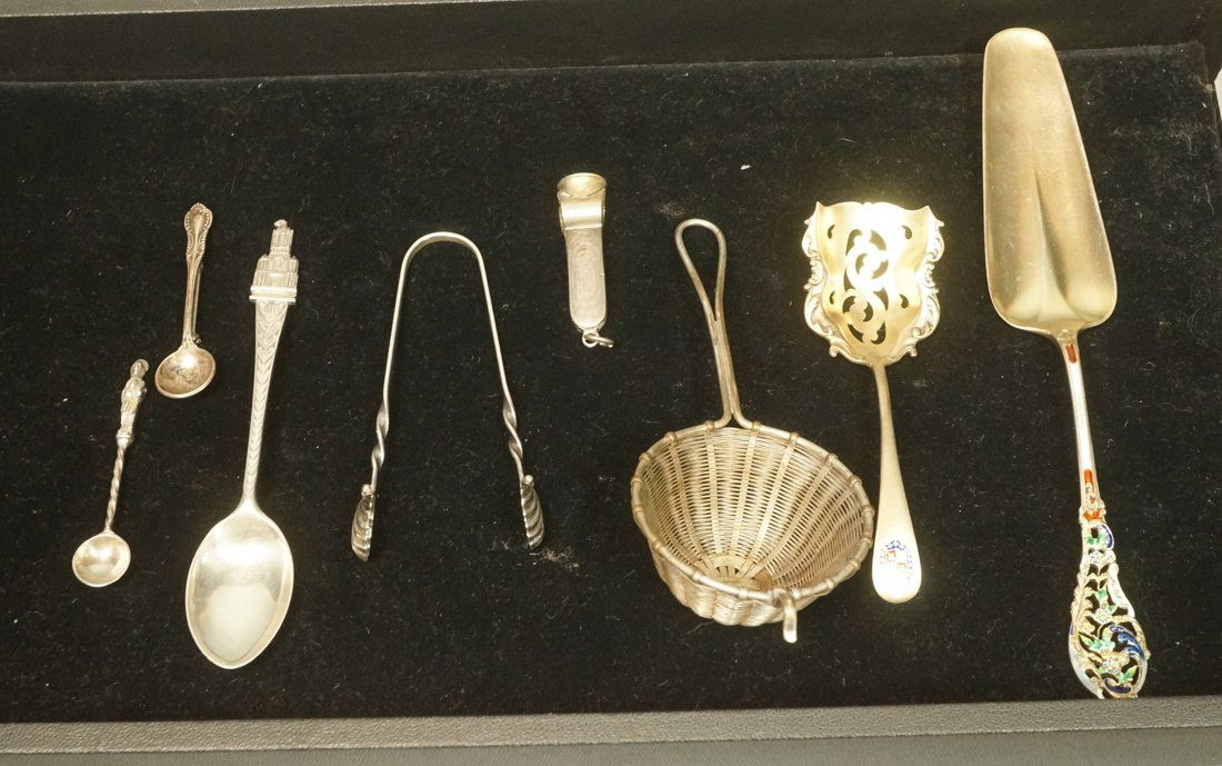 8pcs Sterling. Woven Tea strainer. Pr small shell (1 of 5)