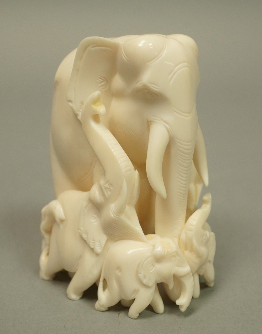 Carved Figural Group Elephants. Gathering  of sev (1 of 7)