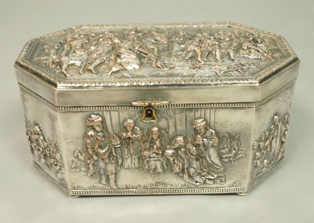 Fancy Silver Plate Continental Lidded Box. Religi (1 of 7)