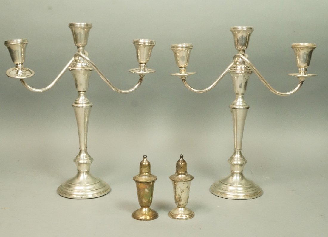 4pc Weighted Sterling Silver Lot. Pr Two Arm Cand (1 of 10)