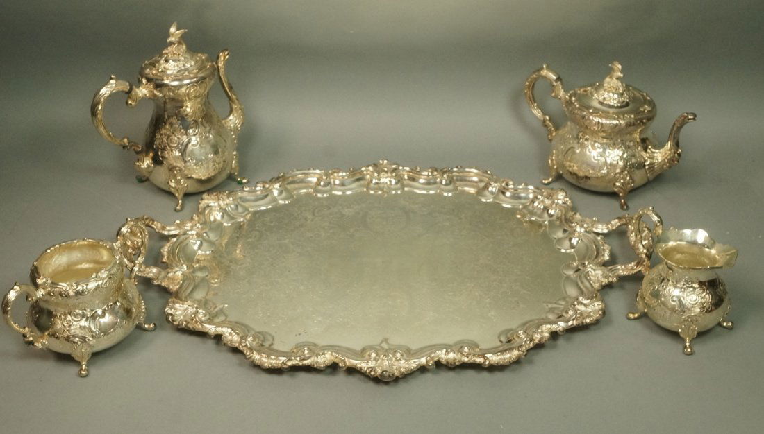 5pc English Silver Plate Tea Service. Super fancy (1 of 10)