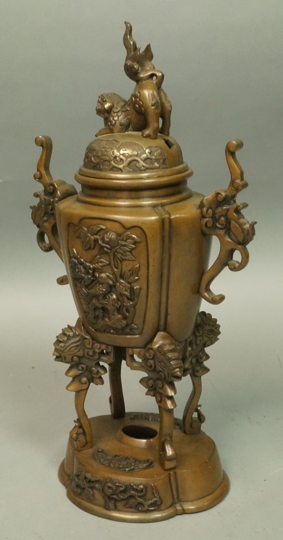 Chinese Bronze Asian Incenser on three dragon ton (1 of 8)