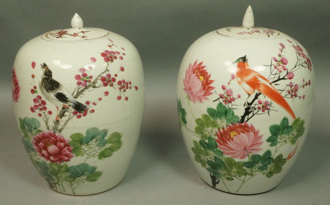 Pr Large Chinese Asian Porcelain Ginger Jar. Lidd (1 of 8)