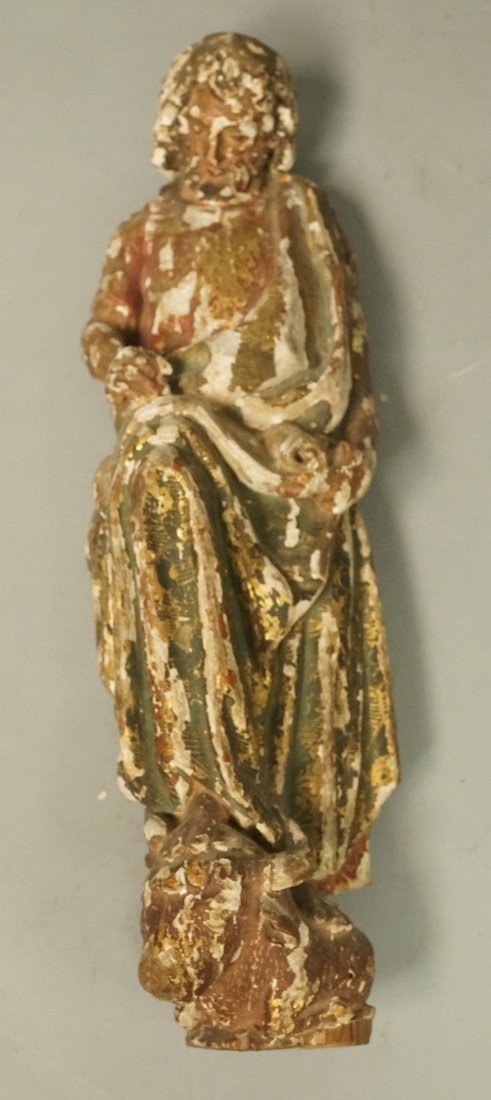 Antique Carved Woods Gessoes Figure Standing on B (1 of 8)