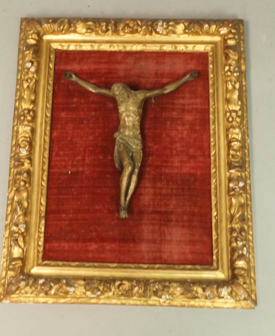 Metal Jesus Crucifix. Mounted on velvet backgroun (1 of 8)