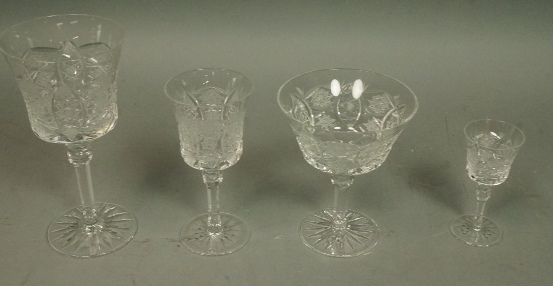 48pc Etched & Cut Fine Crystal Stem Glasses. Four (1 of 9)