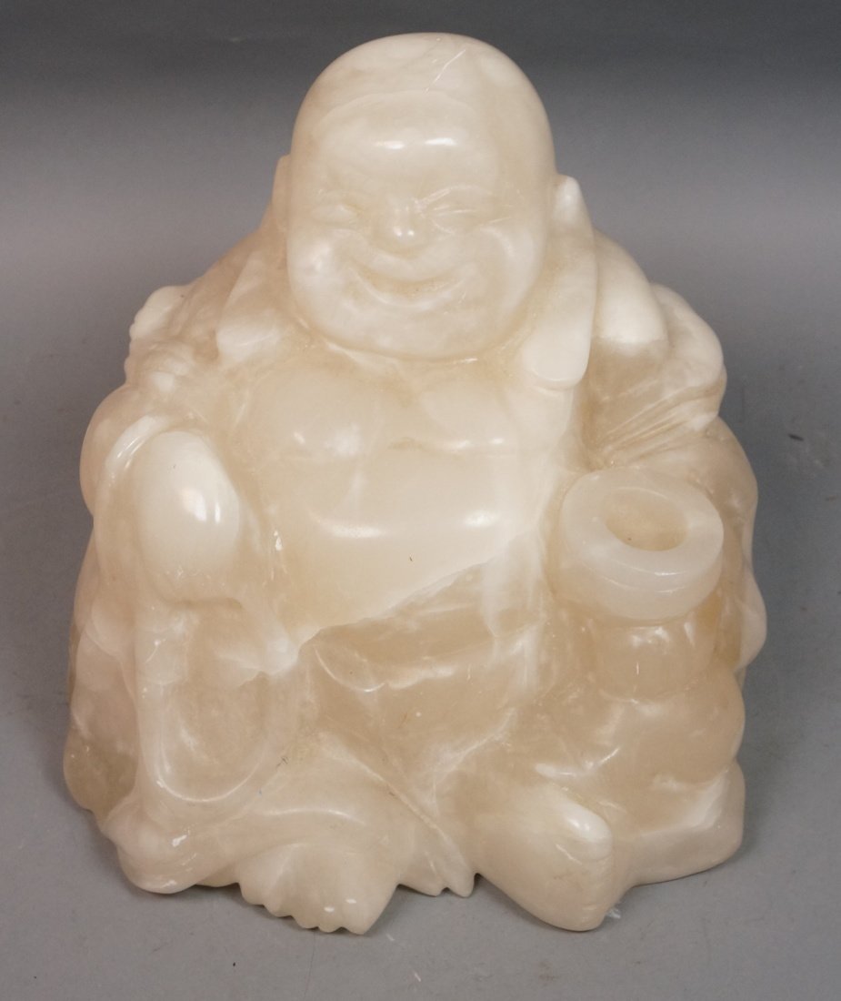 Large Carved Sitting Buddha.  Natural hard stone. (1 of 9)