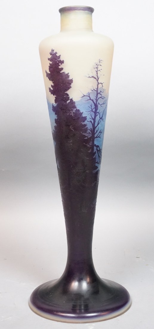 Large Galle Cameo Glass Lamp Base.  Multicolor an (1 of 8)