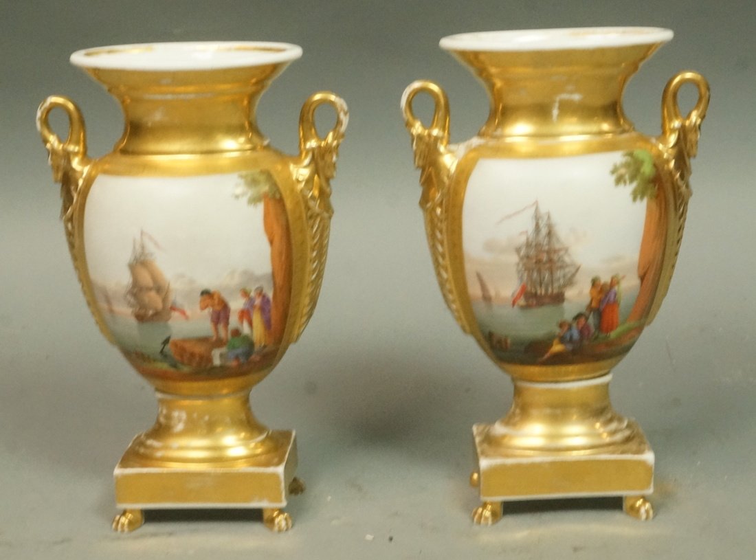 Pr Small French style Hand Painted Vases. Paris P (1 of 6)
