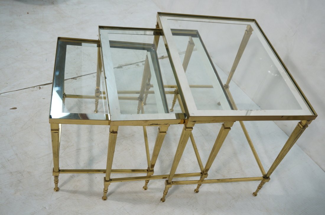 Set 3 Nesting Tables. Brass Regency style with ta (1 of 7)