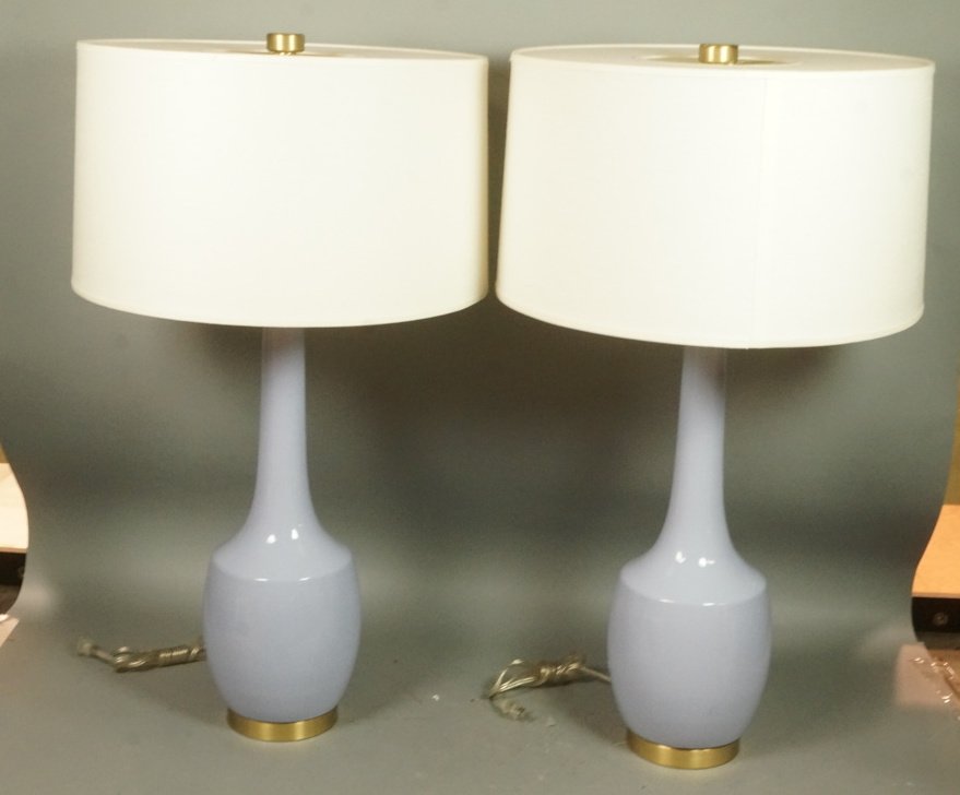 Pr Pale Lavender Blue Ceramic Table Lamps. ROBERT (1 of 7)