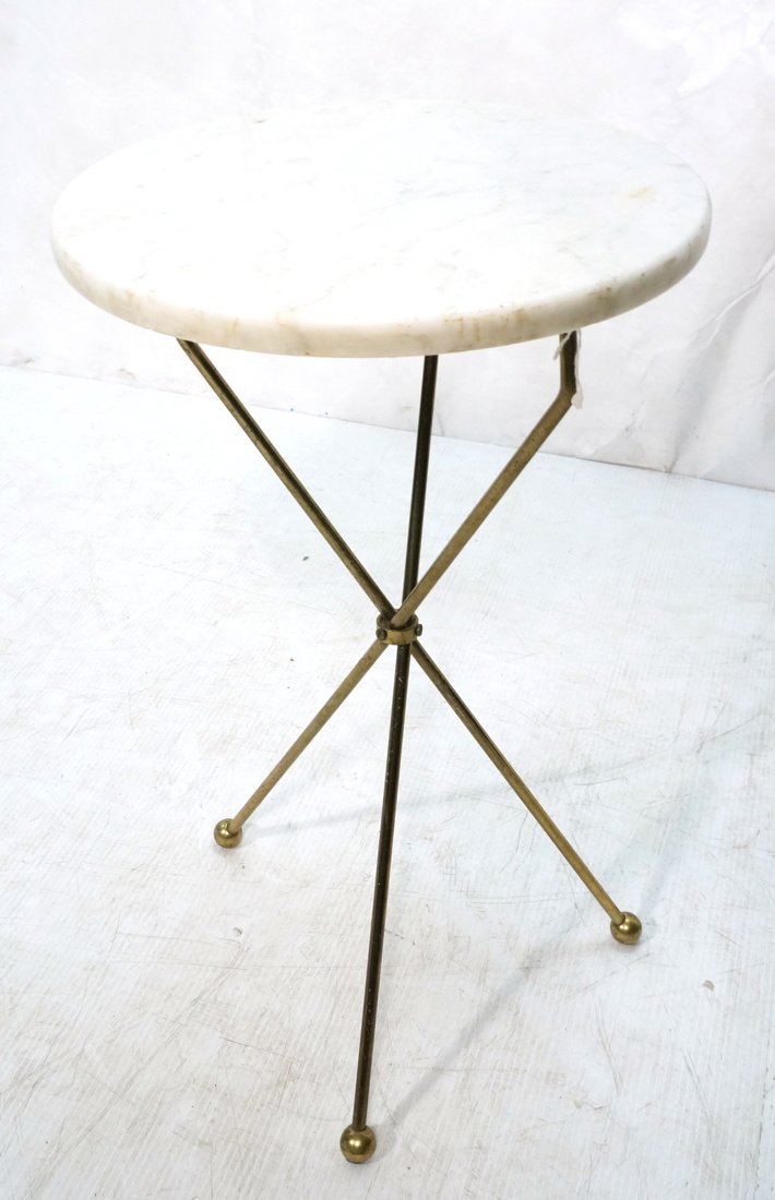 Marble Top Italian Brass Tripod Side Table. Thick (1 of 7)