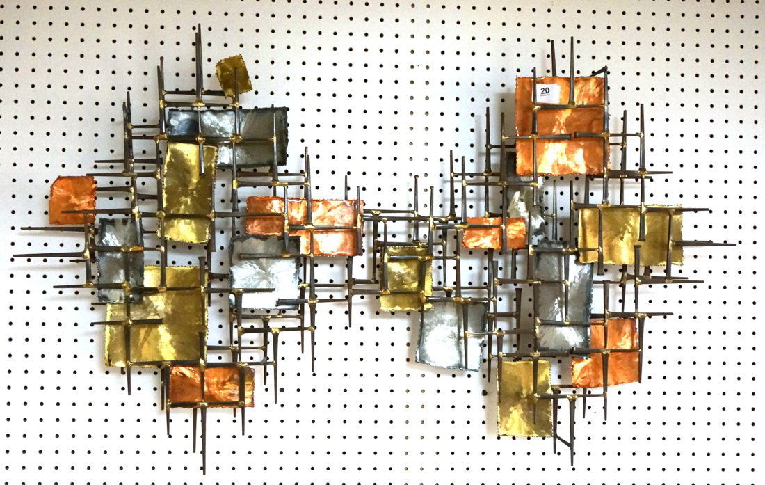 Brutalist Nail Wall Art. Mixed Metal Panels: copp (1 of 6)