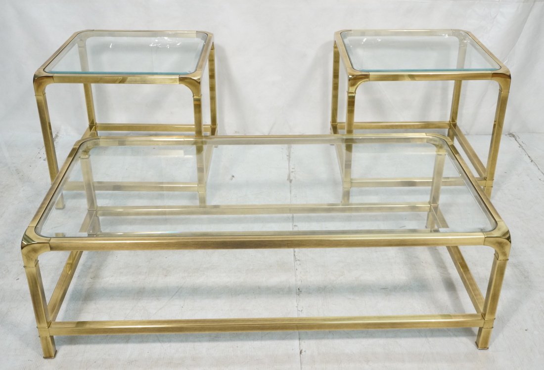 3pc MASTERCRAFT Brass Coffee & 2 Side Tables. Ins (1 of 10)