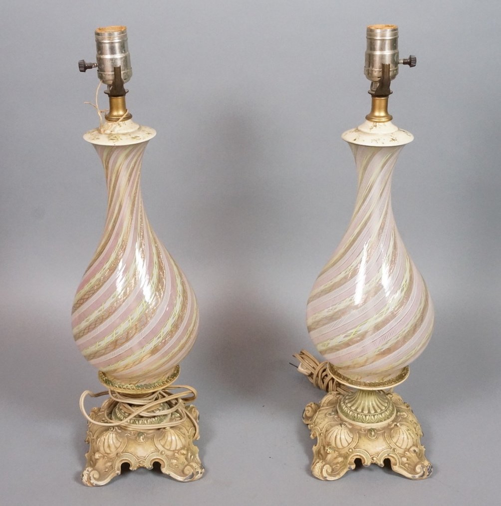 Pr Murano Italian Glass Table Lamps. French style (1 of 8)