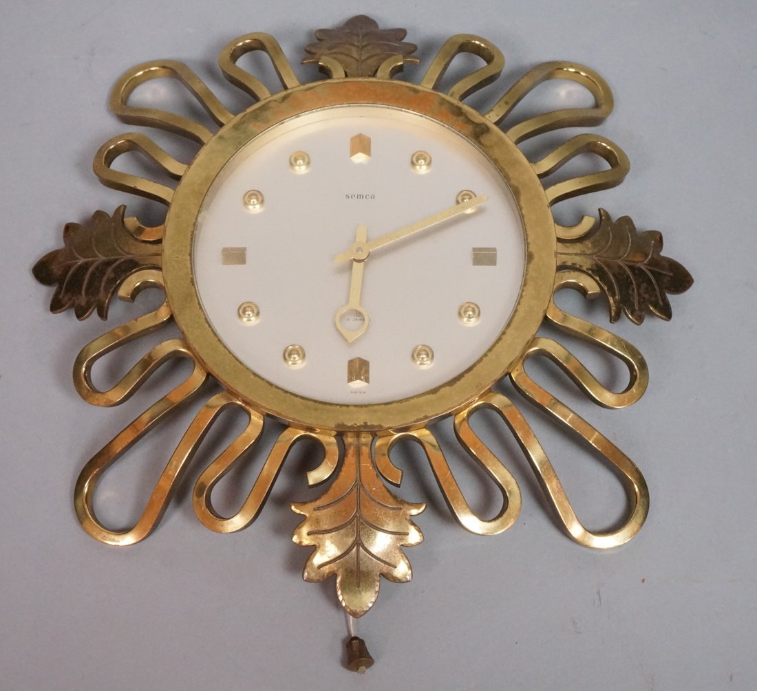 SEMCA Swiss 15 Jewel Wall Brass Wall Clock. Wind (1 of 10)