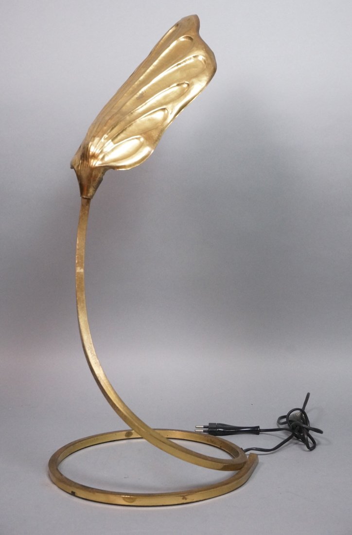 Figural Brass Leaf Table Lamp. TOMASSO BARBI styl (1 of 6)
