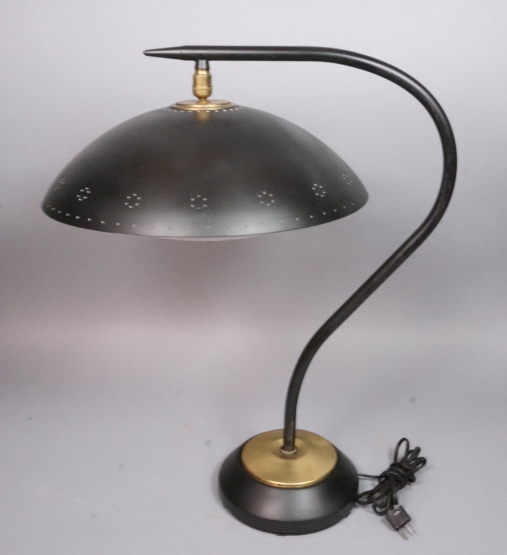 Black & Brass Desk Light. Black dome metal shade (1 of 7)