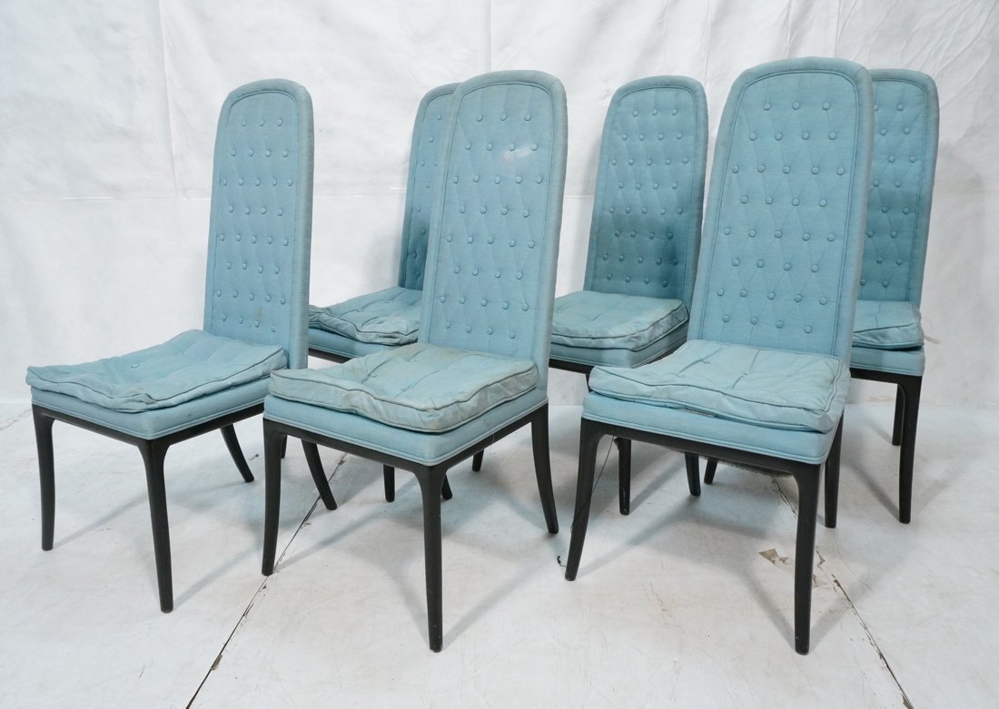 Set 6 Tall Back Blue Fabric Dining Chairs. Eboniz (1 of 8)