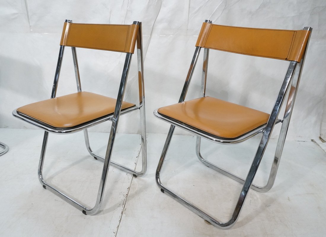 Pr ARRBEN Italy Chrome & Leather Folding Chairs. (1 of 7)