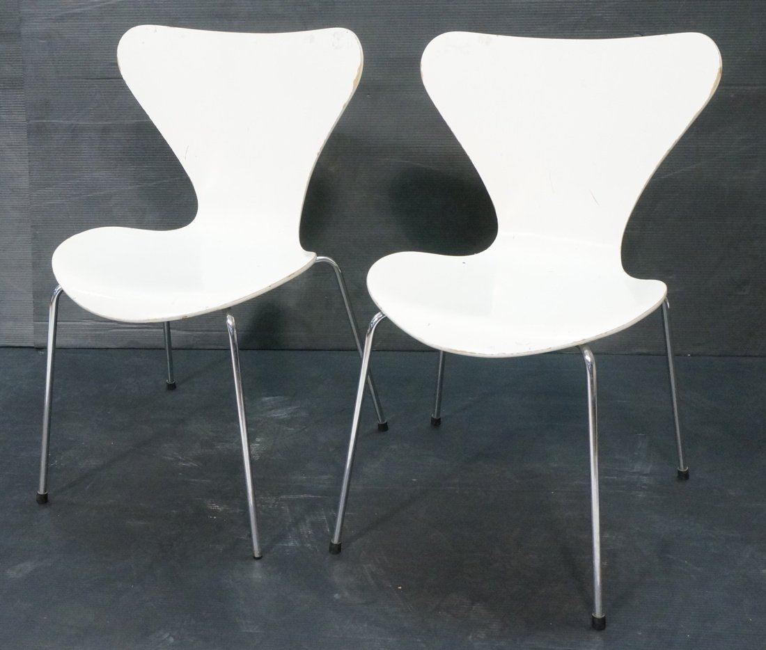 Pr FRITZ HANSEN Ant Chairs. Danish. White enamel (1 of 8)