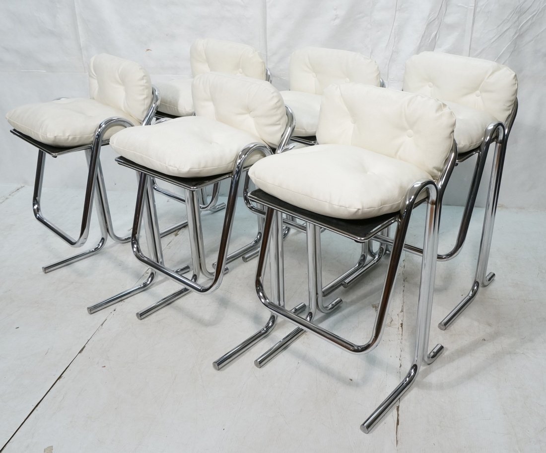 Set 6 JERRY JOHNSON Chrome Tube Frame Bar Stools. (1 of 10)