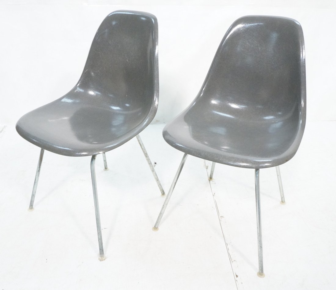 Pr HERMAN MILLER Gray Molded Fiberglass Side Chai (1 of 10)