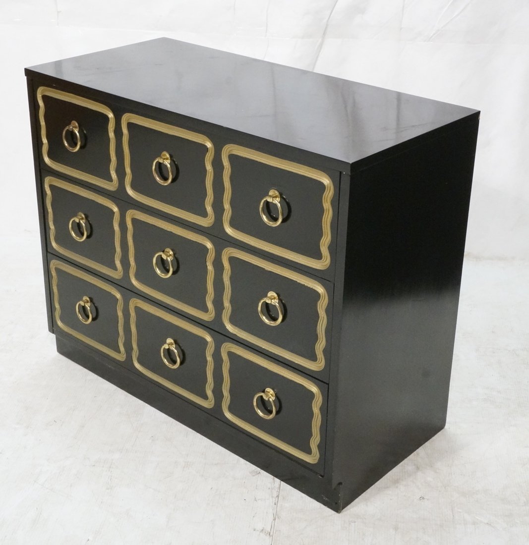 Dorothy Draper Three Drawer Black Regency Dresser (1 of 9)