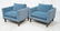 Pr Blue Fabric Cube Form Lounge Chairs. Dark Wood