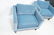 Pr Blue Fabric Cube Form Lounge Chairs. Dark Wood - 5