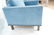 Pr Blue Fabric Cube Form Lounge Chairs. Dark Wood - 6