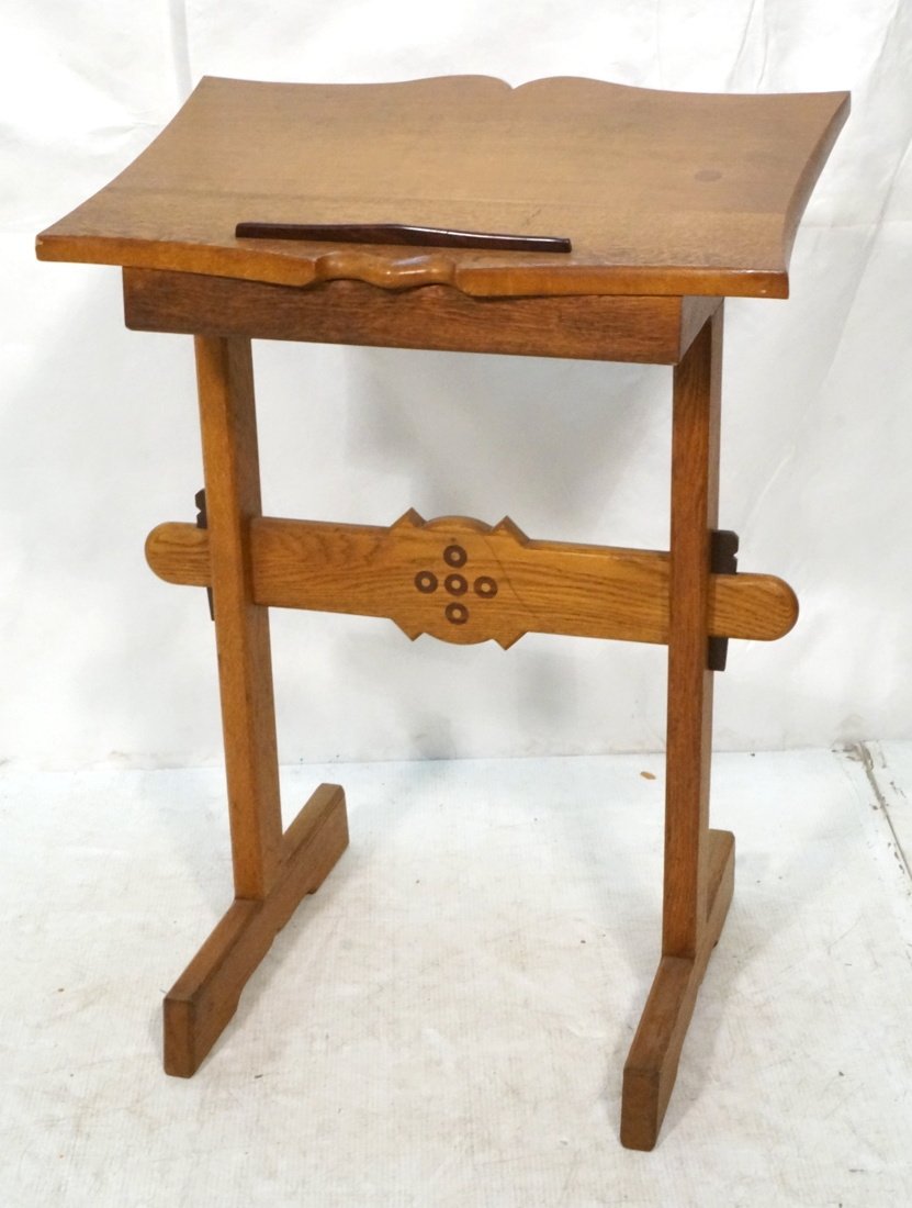 Oak Podium Desk. Standing two leg podium. Lift to (1 of 7)