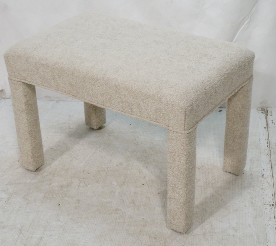Decorator Bench Stool. Upholstered oatmeal fabric (1 of 5)