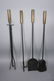 Black Iron & Brass Fireplace Tools. 5 piece set. - 2