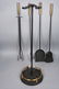 Black Iron & Brass Fireplace Tools. 5 piece set. - 3