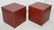 Pr LEE Red Leather Modernist Cube Side Tables. Si