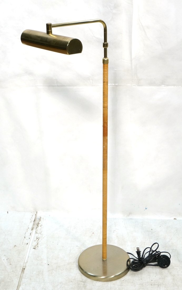 LAUREL Brass Floor Lamp. Wrapped rattan shaft. Ho (1 of 9)