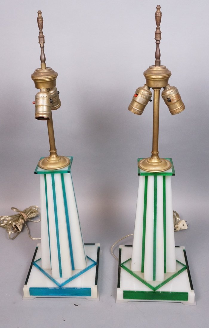 Laminated plastic Lucite Table Lamps. Clear plexi (1 of 9)