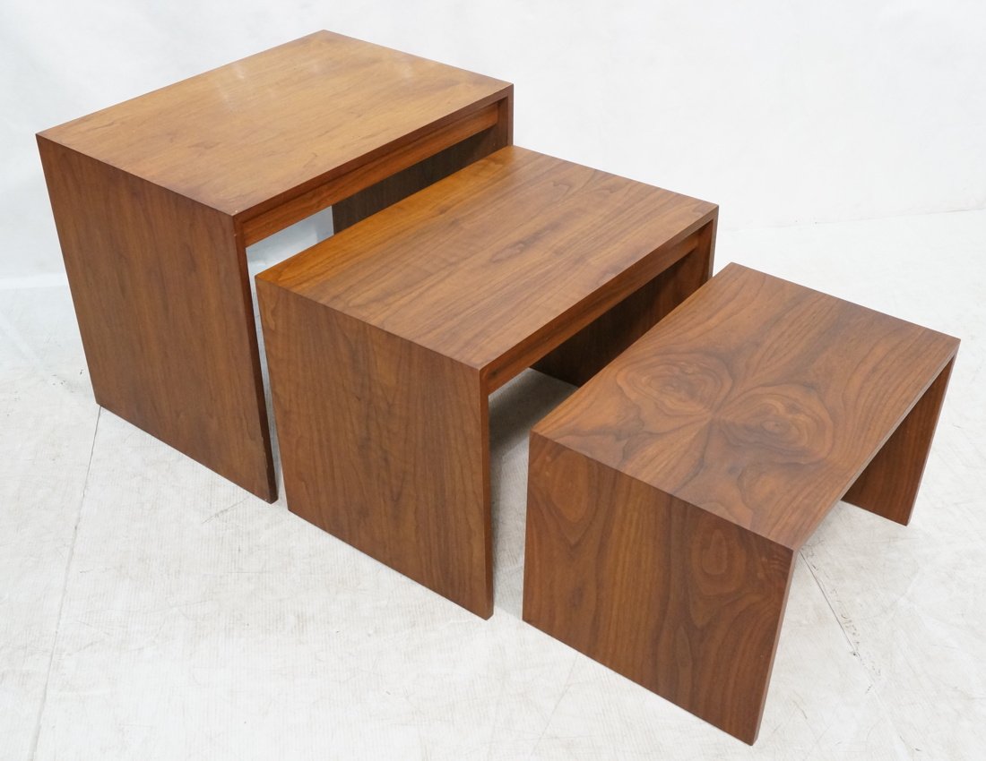 American Modern Walnut Nesting Tables. Set of 3. (1 of 10)