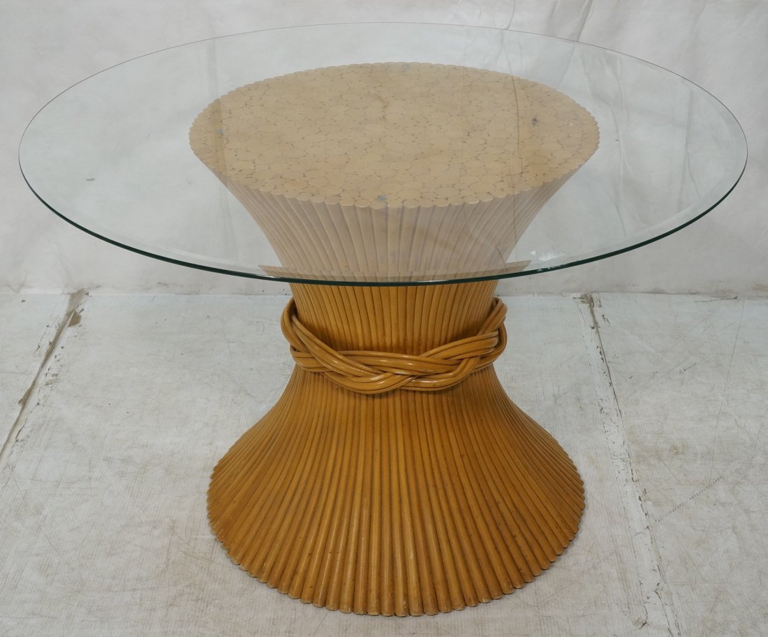 McGuire Style Rattan & Glass Dining Table. Corset (1 of 7)