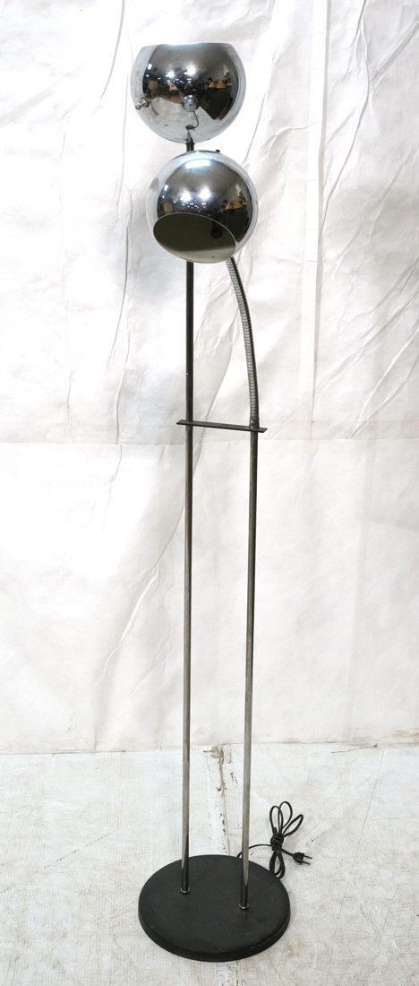 70's Modern Two Ball Light Chrome Floor Lamp. Bla (1 of 6)