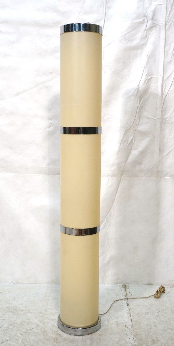 Tall Plastic Column Chrome Floor Lamp. Chrome ban (1 of 7)