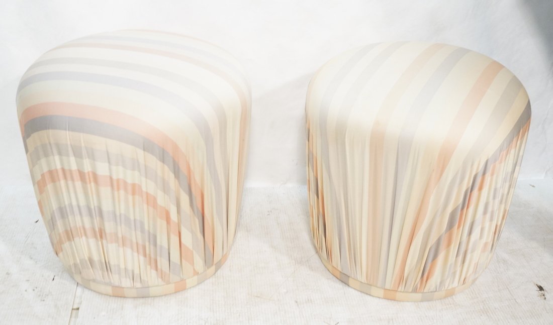 Pr Decorator Fabric Covered Stools Ottomans. Stri (1 of 7)