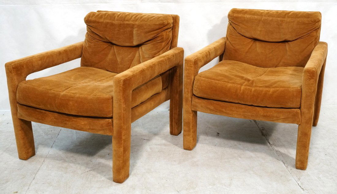 Pr Fully Upholstered Modernist Lounge Chairs. Bil (1 of 6)