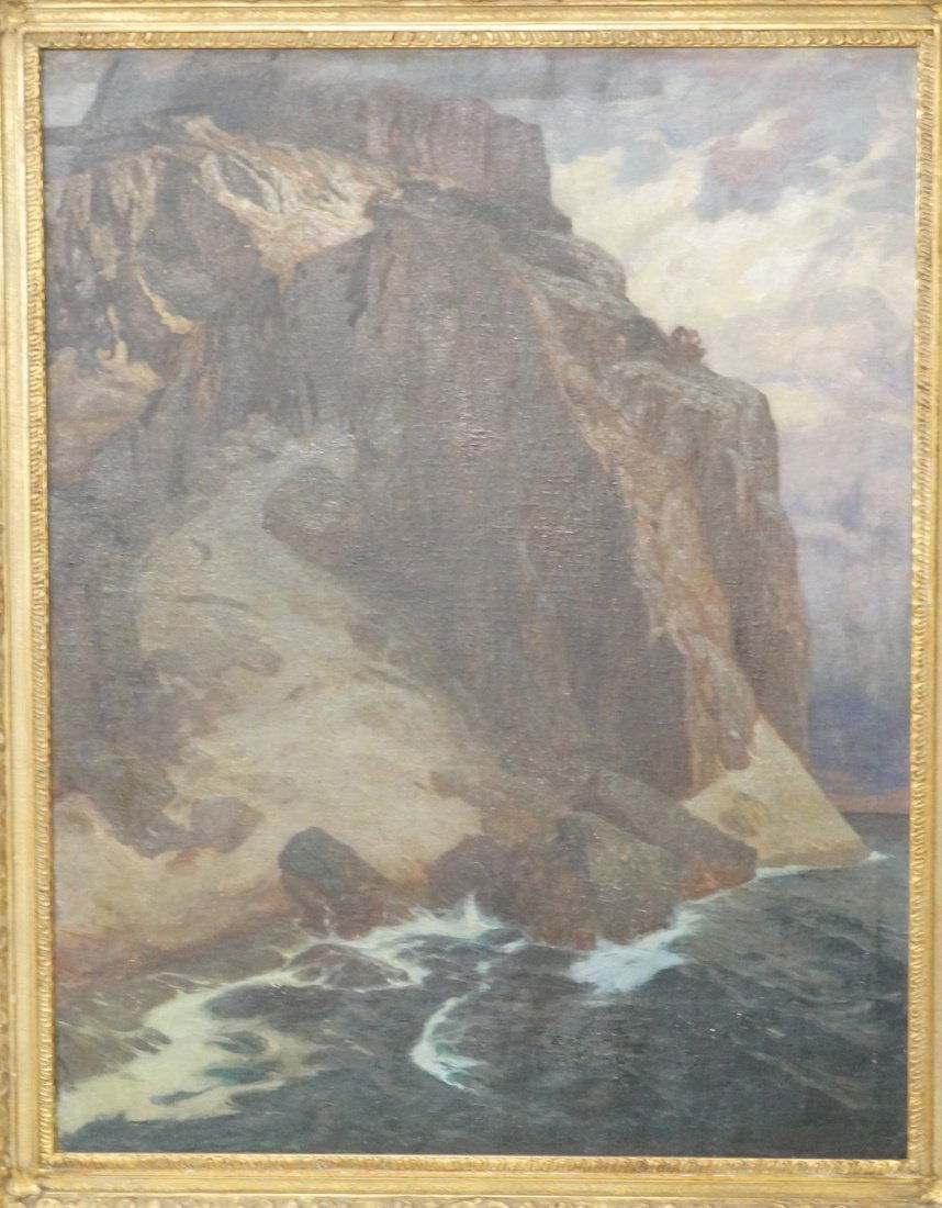 Large 19th century Oil Painting. Coastal Seascape (1 of 8)