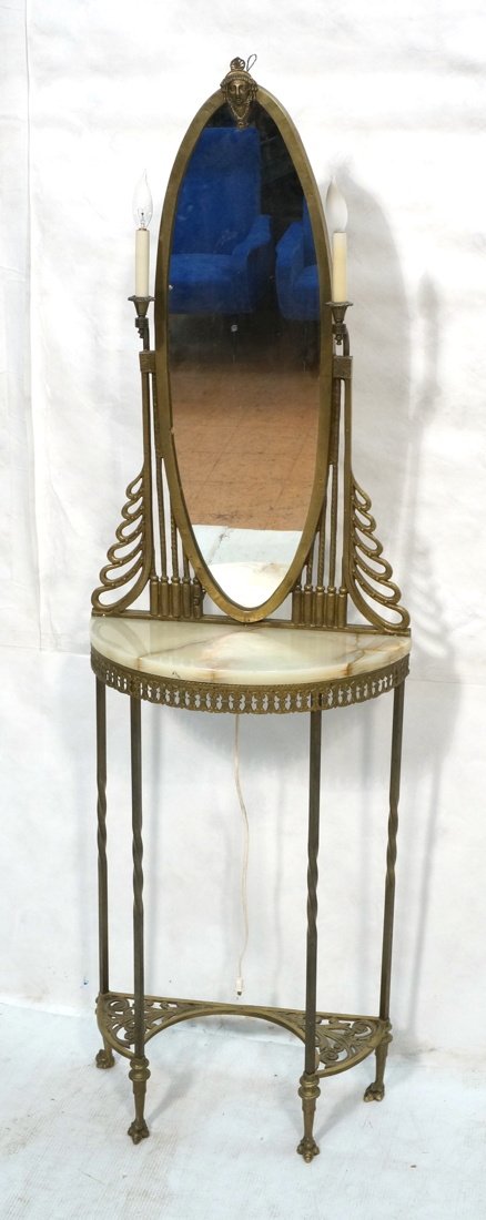 P. E GUERIN Antique Brass & Alabaster Wall Table. (1 of 8)