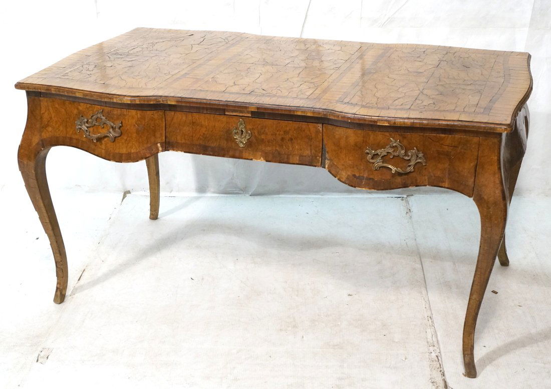 Vintage Inlaid Parquetry Burl Wood Desk. Serpenti (1 of 10)